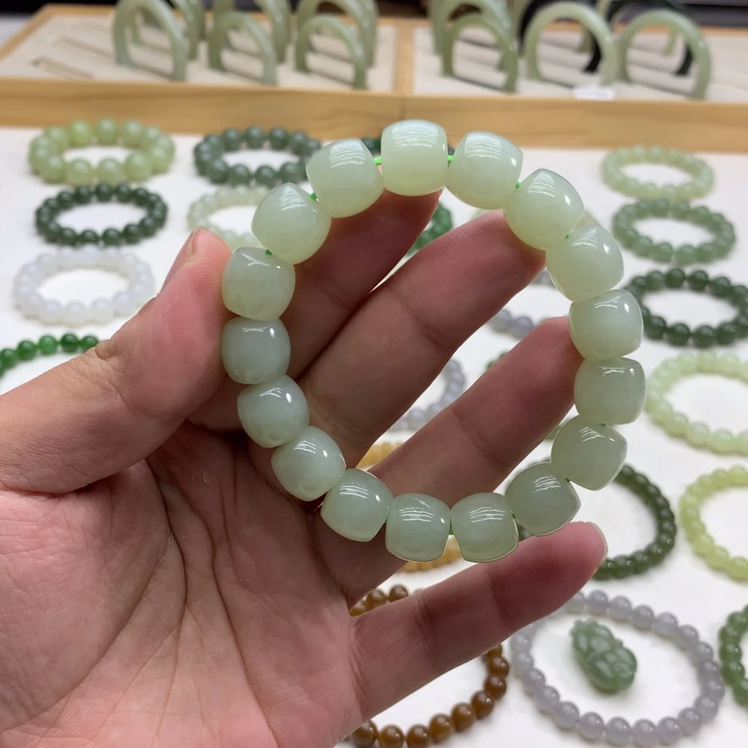 和田玉手串（直切晴水12.8）未镶嵌