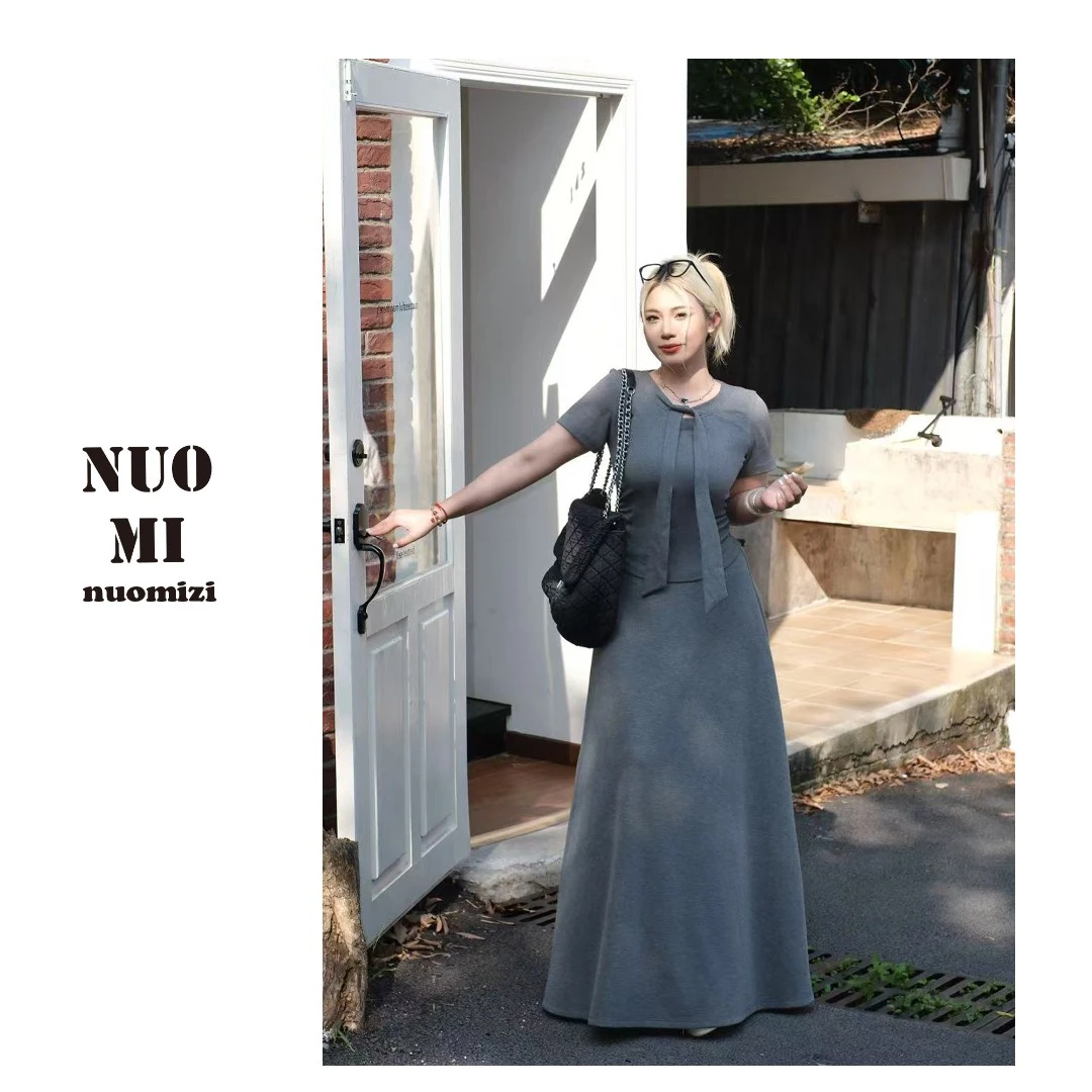 ZOZ糯米子[灰调预言]夏季韩系高腰气质半身裙设计感休闲修身裙女