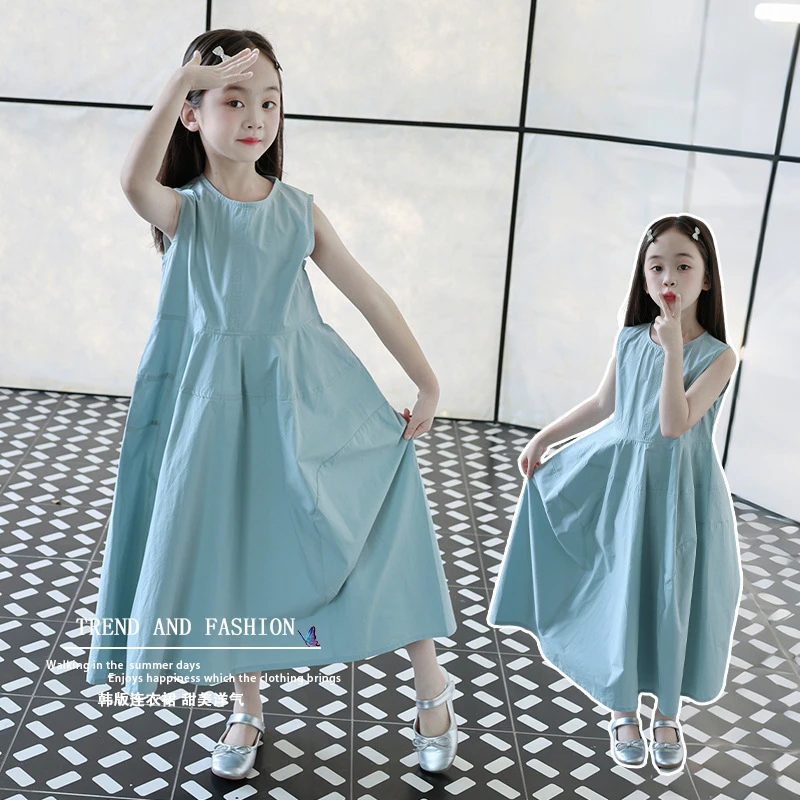 女童连衣裙2025新款洋气中大童纯棉棉布裙小女孩夏季儿童装长裙子