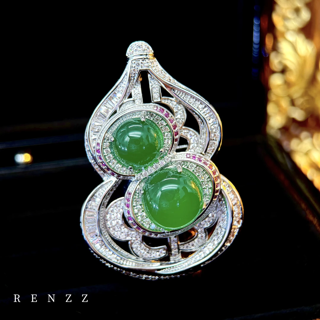 0881玉髓/设计师葫芦胸针DP