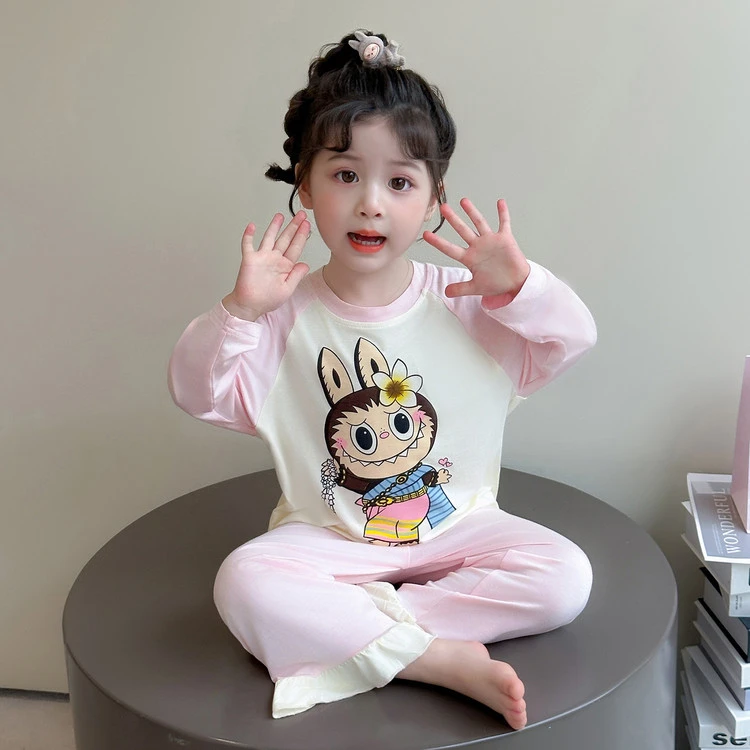 超火拉布布儿童睡衣2025新款软绵绵女孩秋装家居服夏季宝宝空调服