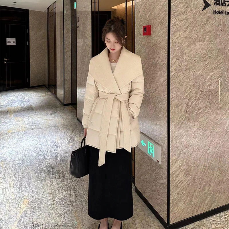 秋冬时尚夹棉加厚大翻领棉服外套棉衣2025冬季新款棉袄女冬装