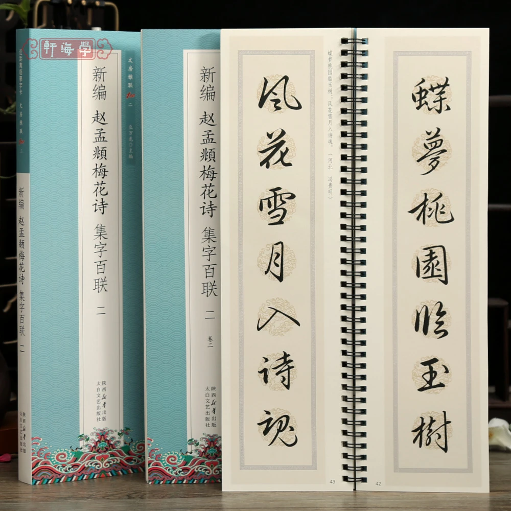 学海轩共2本100副赵孟頫梅花诗集字百联二文房雅联近距离临摹字