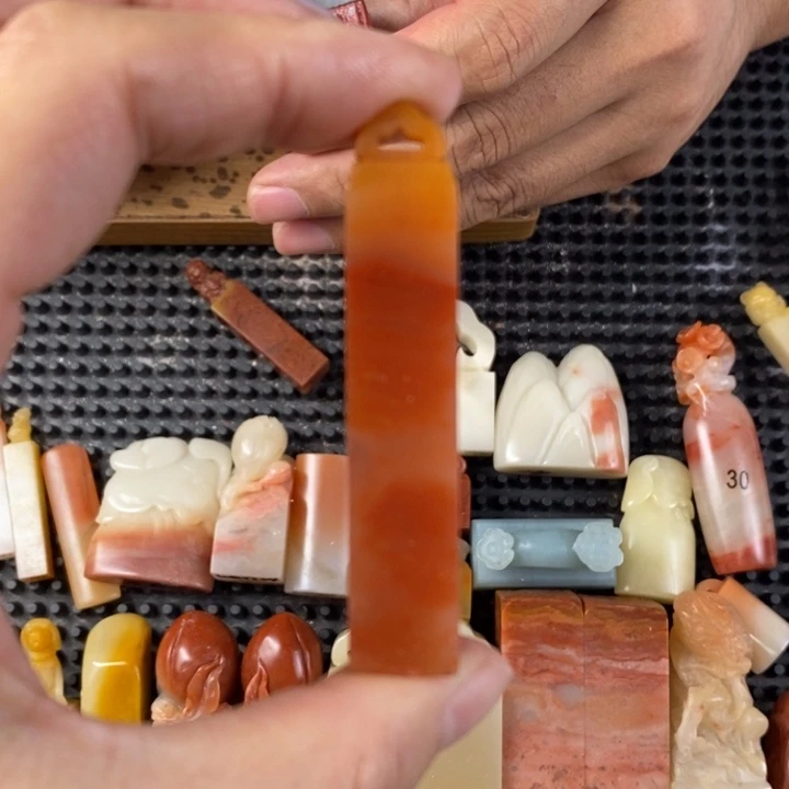 妙****老挝石印石现场直播手工制作