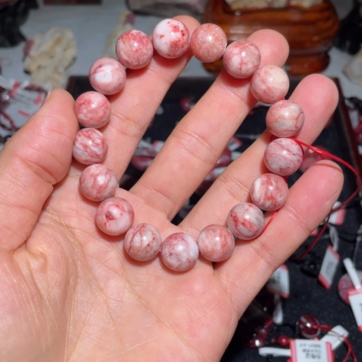 天然辰砂原石玉化料手串