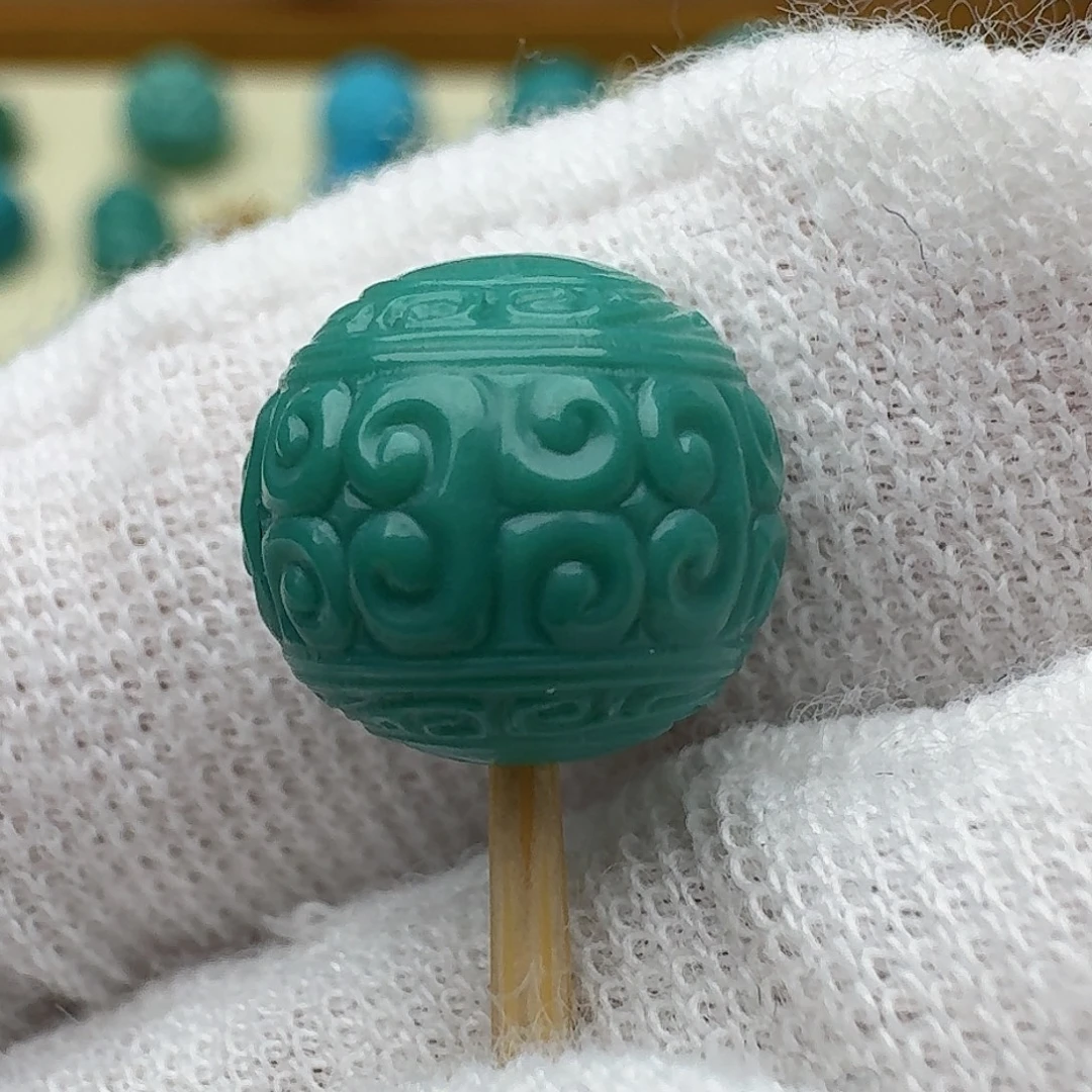 绿松石未镶嵌回纹圆珠10.7