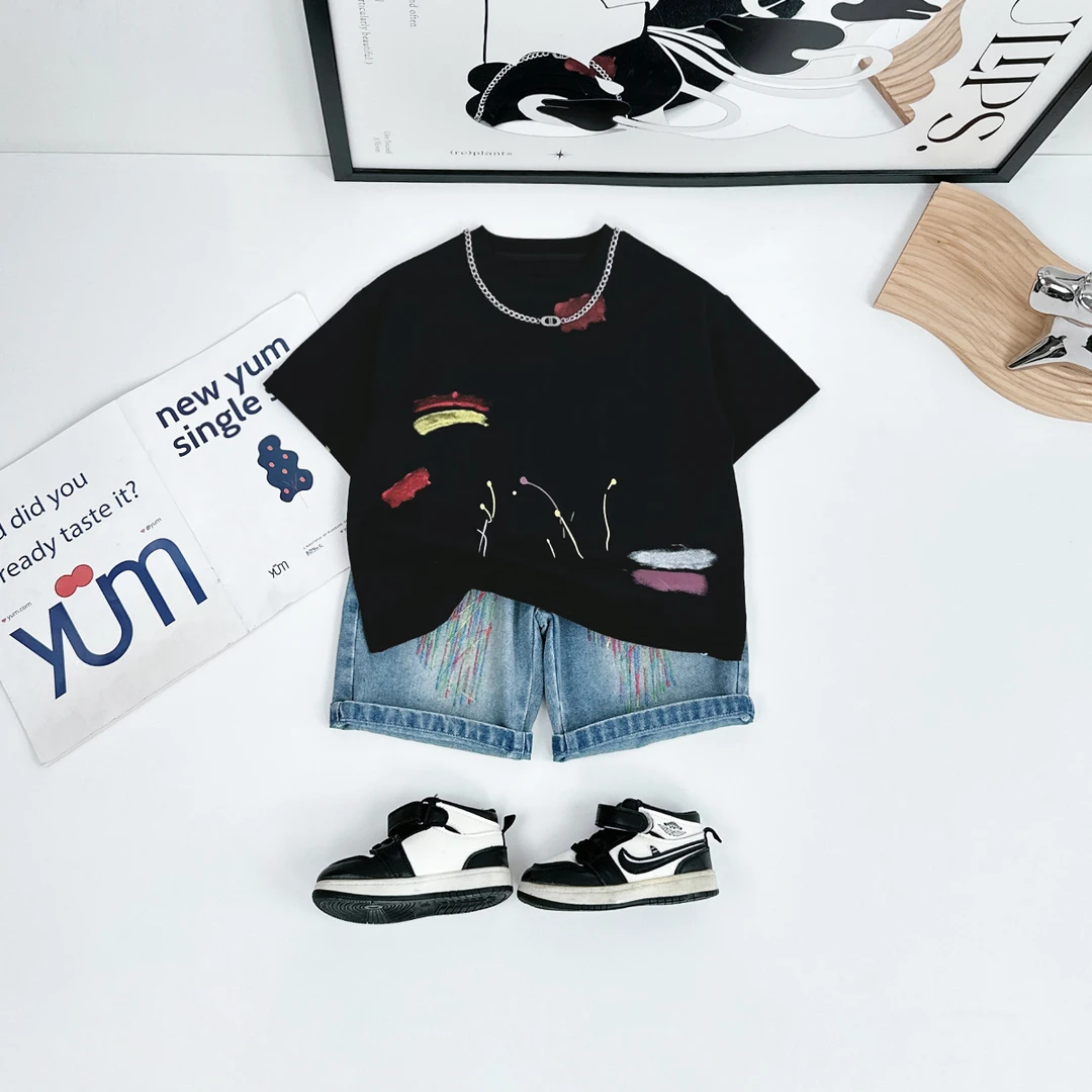 儿童套装夏季2025新款男童短袖两件套休闲潮FB25125悠悠童话童装