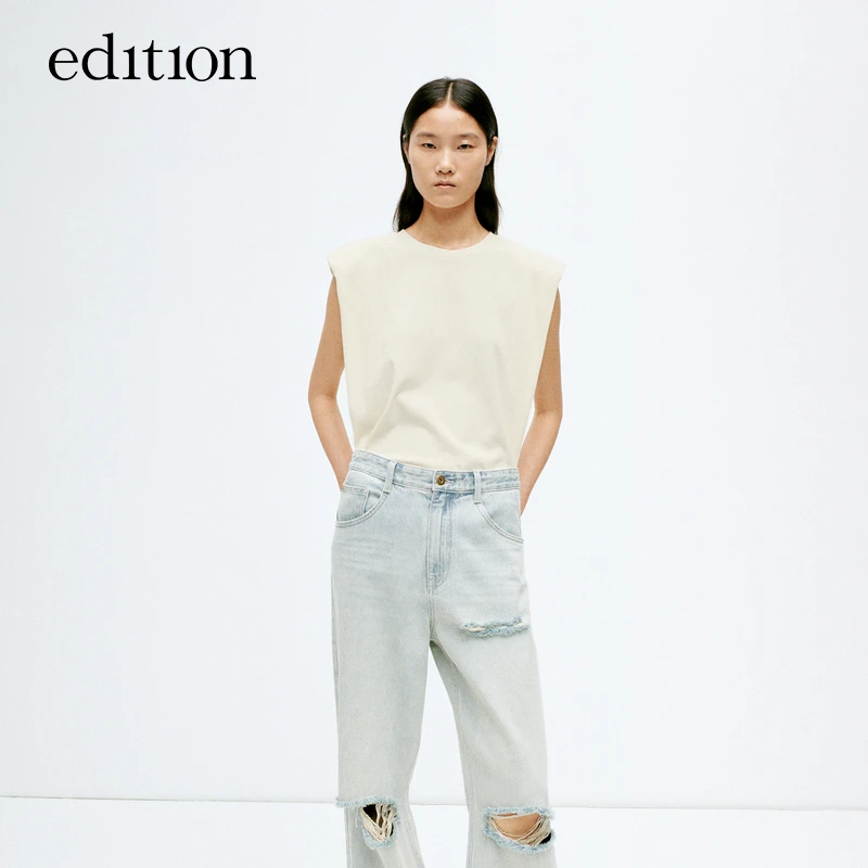 【赵老板专属】edition男友风宽肩无袖棉T恤#EBD2TEE009