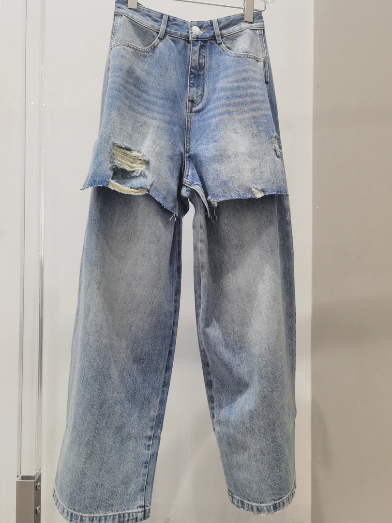 AVVENN25春款女牛仔长裤