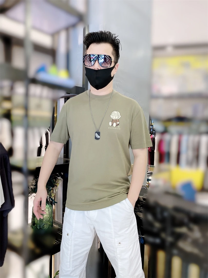 BR高品质夏季男士时尚阔版圆领短袖潮流百搭休闲半袖T恤上衣