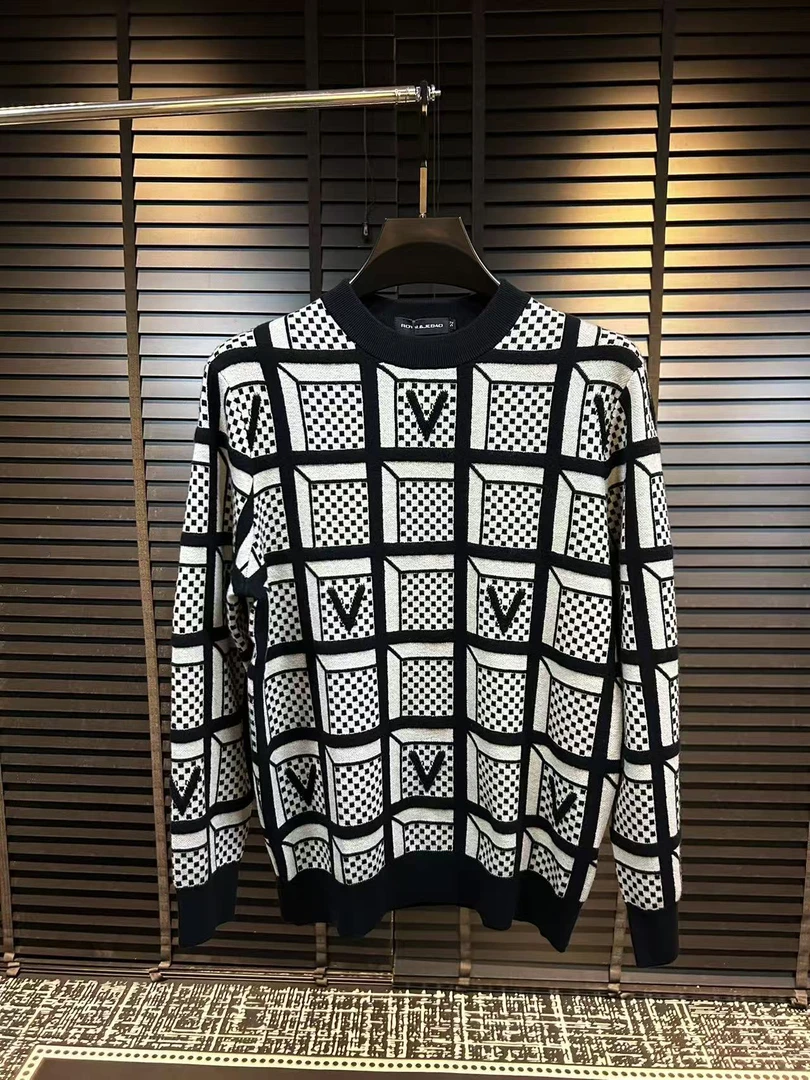 男士新款圆领套头绵羊毛针织衫