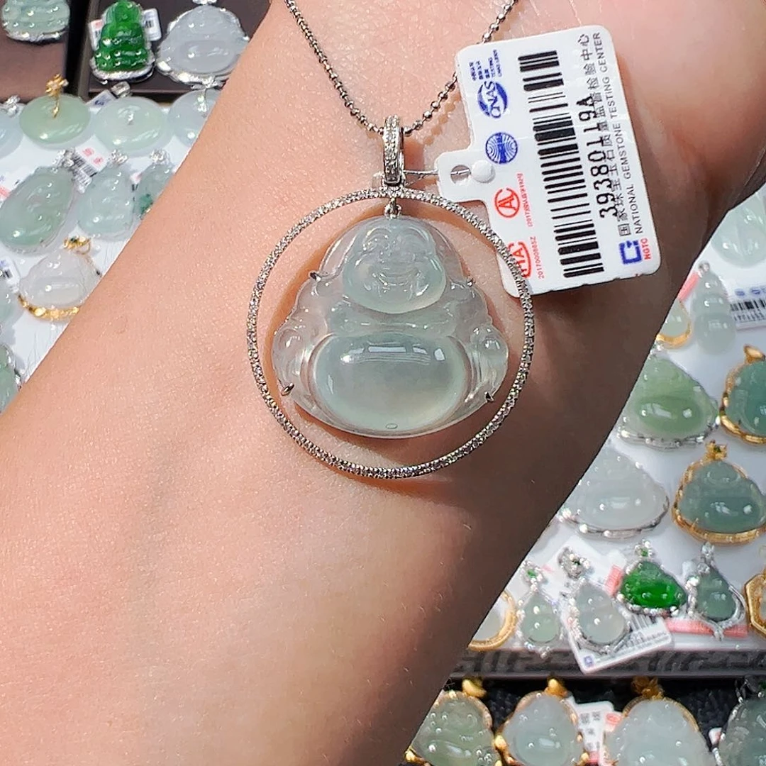 吊坠(不含链)18K金镶嵌翡翠佛公