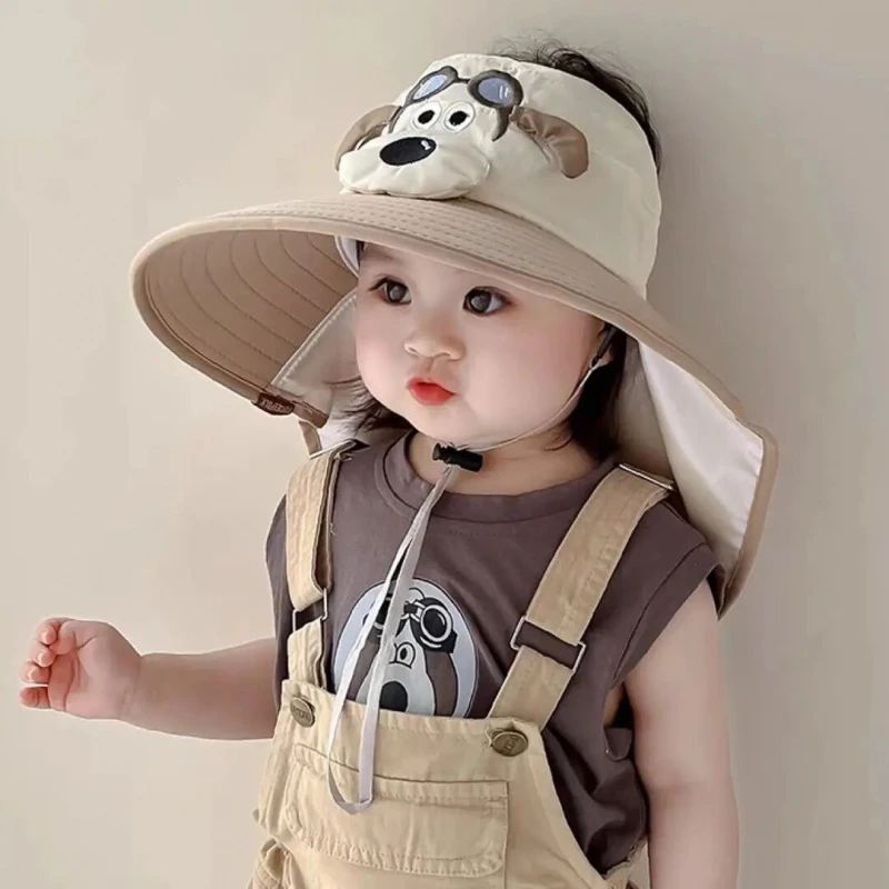 儿童帽子夏季披肩帽防紫外线男女童大檐遮阳防晒沙滩帽宝宝太阳帽