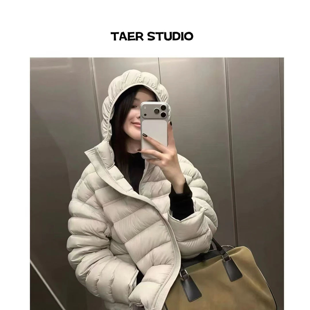 【塔儿姐】LUOXUE保真95绒排骨绗线连帽羽绒服95白鸭绒时尚百搭新款