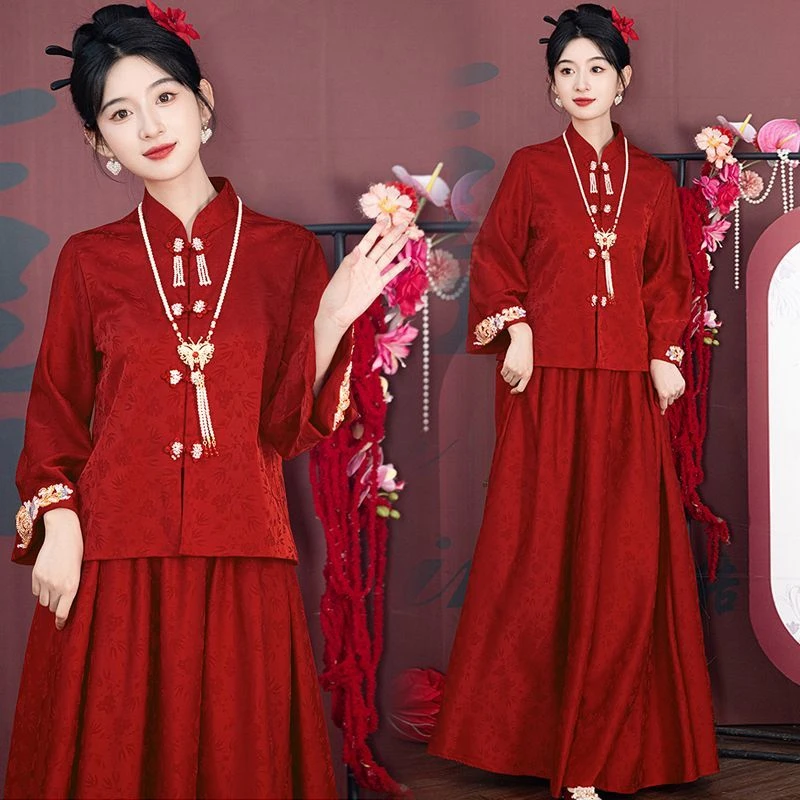 大码胖mm敬酒服2025秋季新娘套装订婚新中式出阁秀禾服婚服礼服