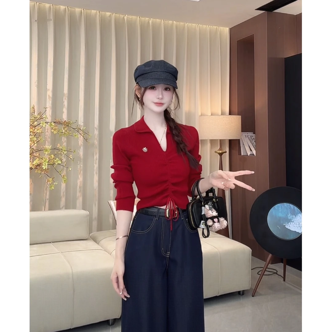 西恩定制●（乖甜少女polo）抽绳洋气针织衫LNQ5ZZS5193