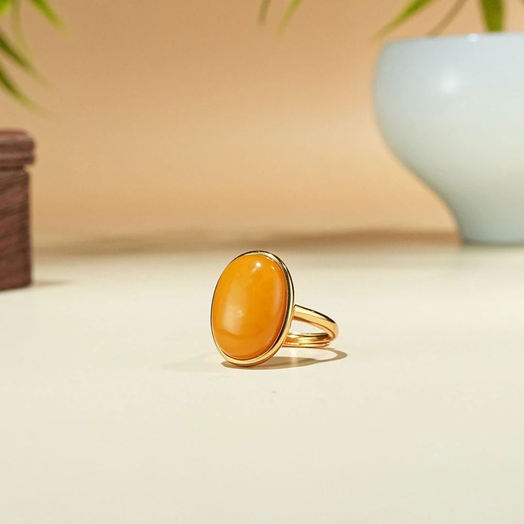 蜜蜡蛋面戒指 YC0140287