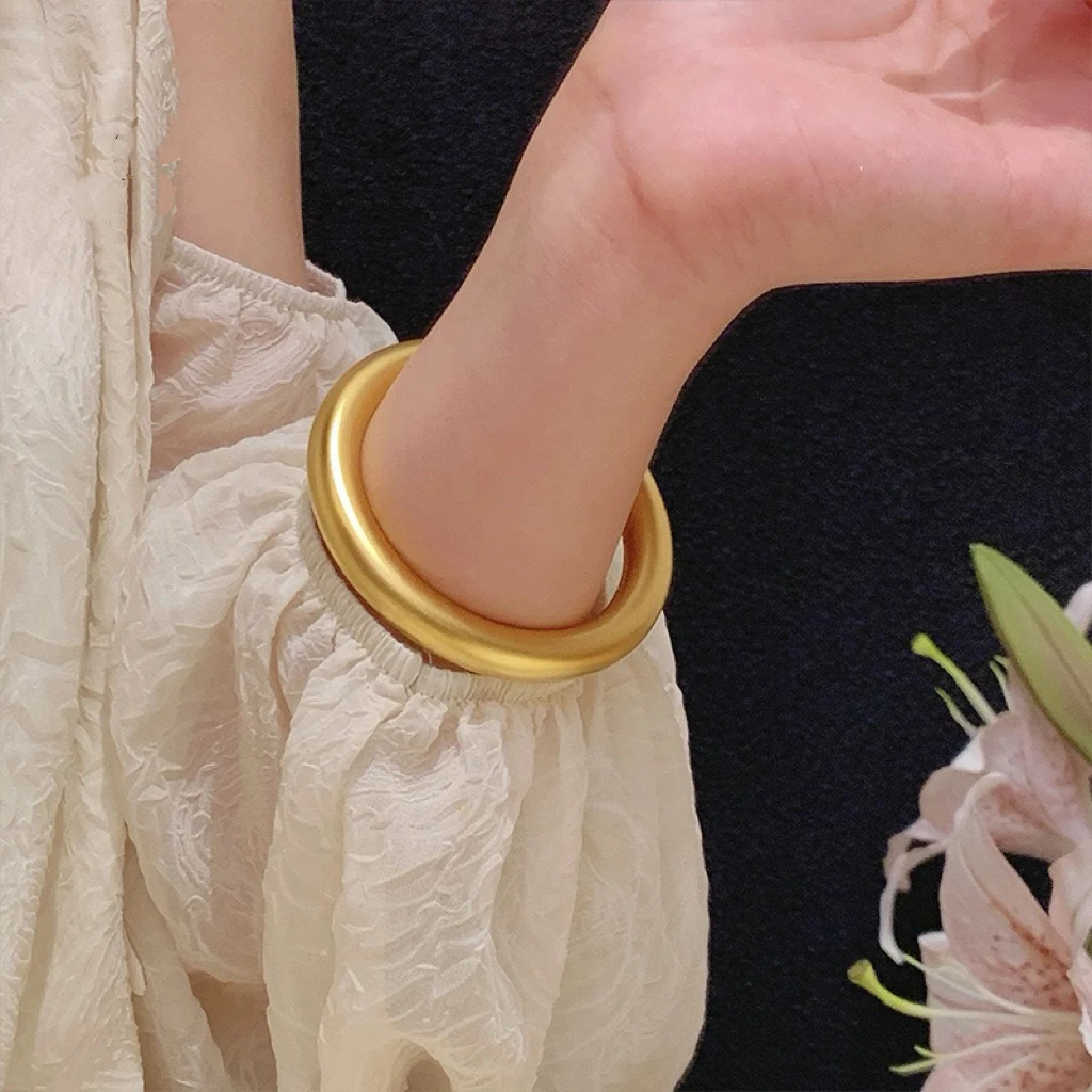 铜合金手镯 金店同款10mm传承素圈手镯女新中式国风简约百搭手环