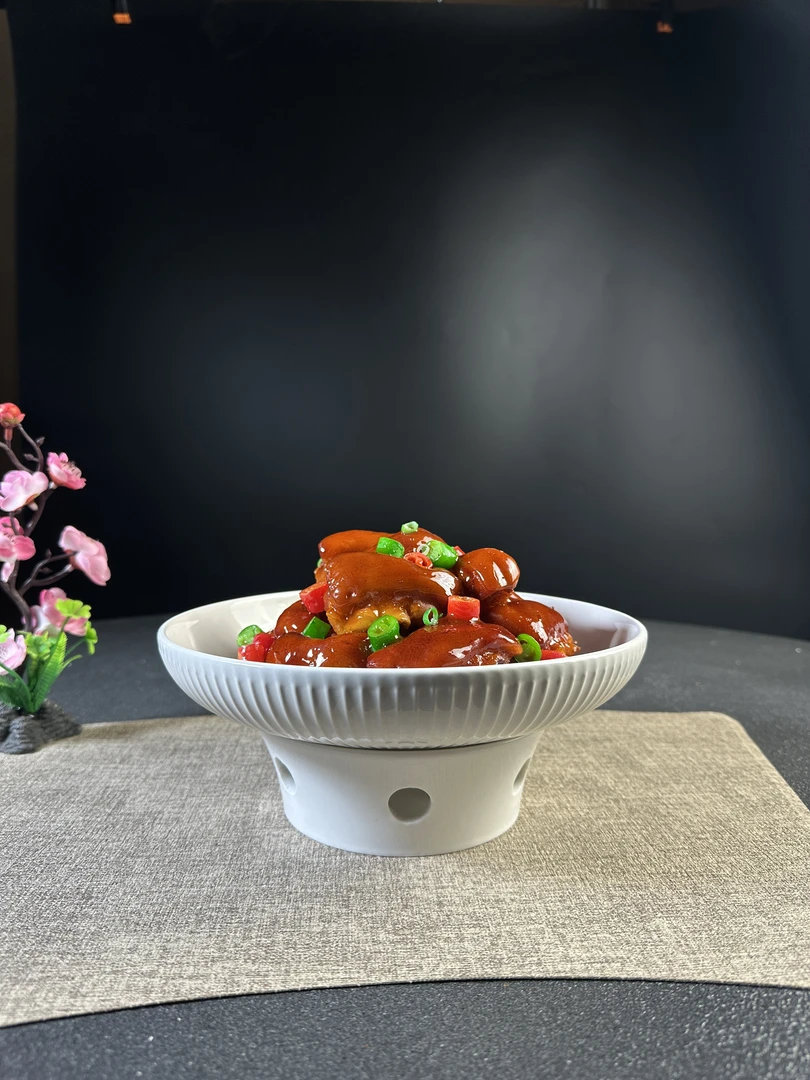 经典竖纹白瓷加热保温明炉酒店商用家用纯白盘子高档餐具品质好物