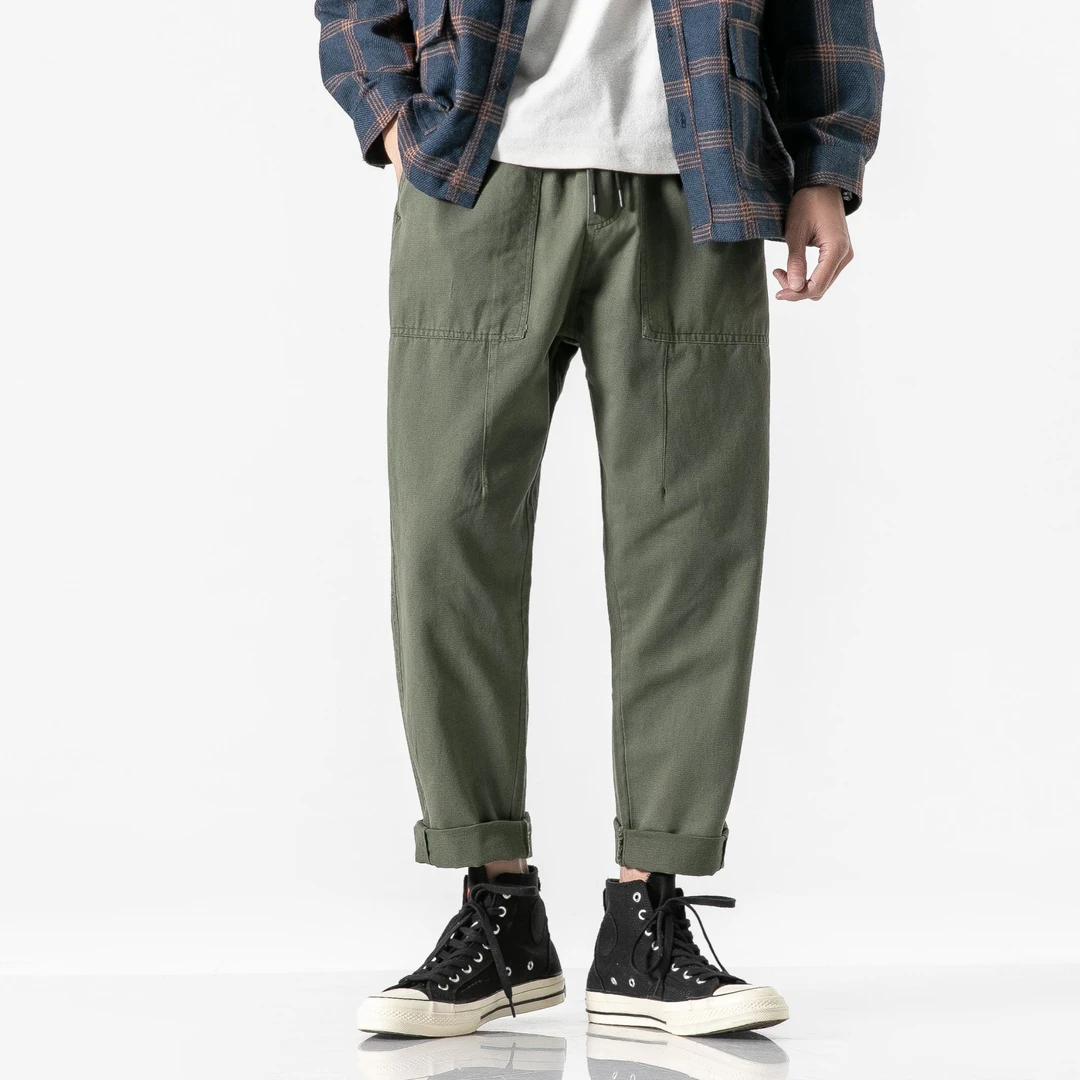M389春秋潮牌日系简约设计感纯色简约户外休闲百搭长裤