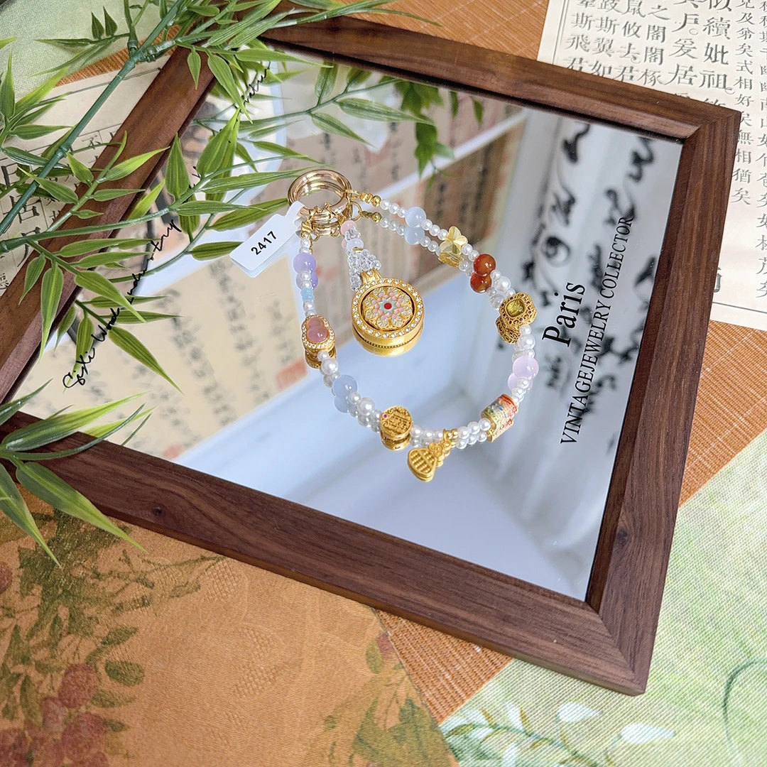 2417-彩色转转珍珍手机链溜新中式国风挂件