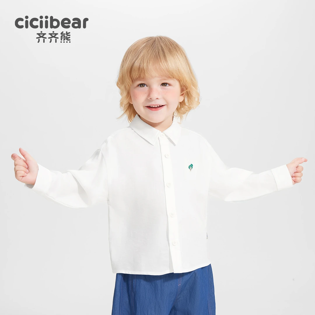 CICIIBEAR/齐齐熊[天丝棉麻]白衬衫男童春季衬衣Q102986