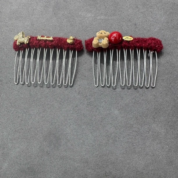 3326-红色小马➕小熊倒插发夹各发一个