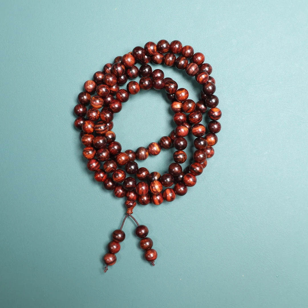 海南黄花梨0.8/108霸王岭野山料虎皮山水纹文玩手串多样性发一条