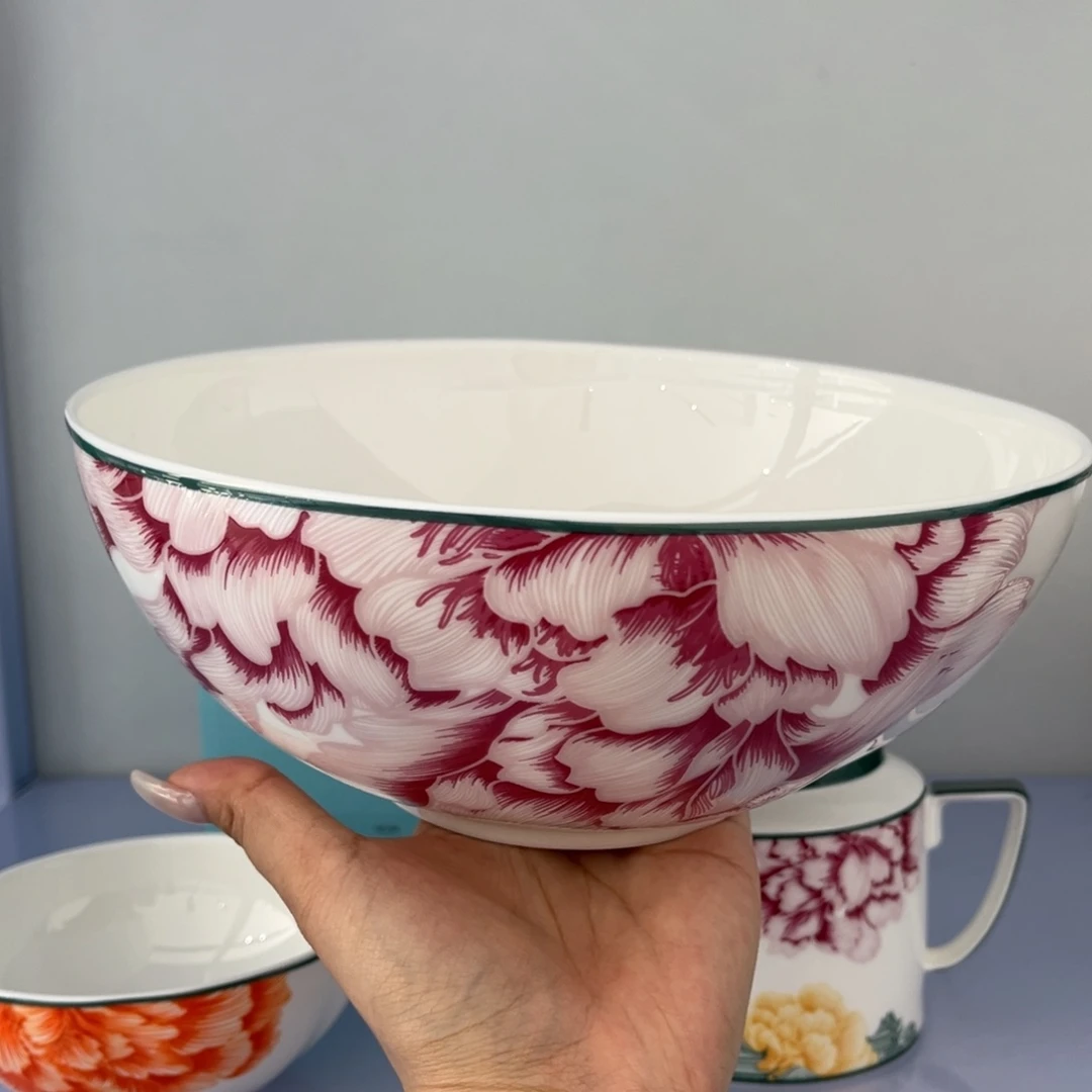 瓷片花好月圆汤碗