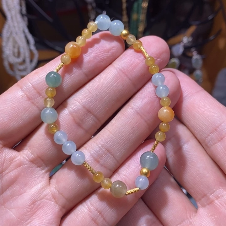 天然A货翡翠18K金时尚搭配手串380