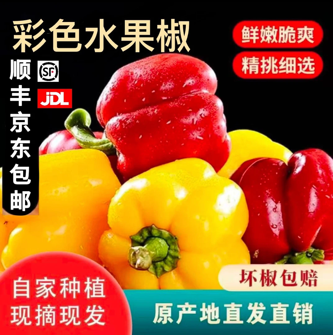 【顺丰/京东包邮】山东现摘红黄双色五彩椒水果椒(净重1-5斤)新鲜