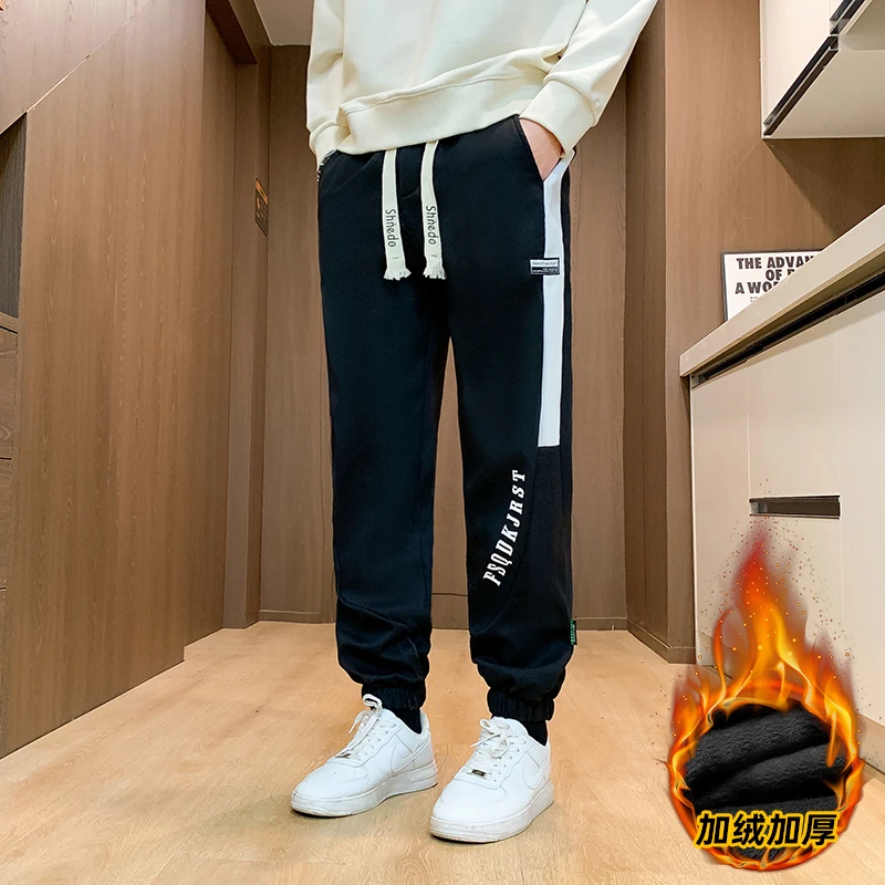 秋冬季韩版加厚卫裤裤子运动裤宽松束脚裤休闲裤男士青少年卫裤