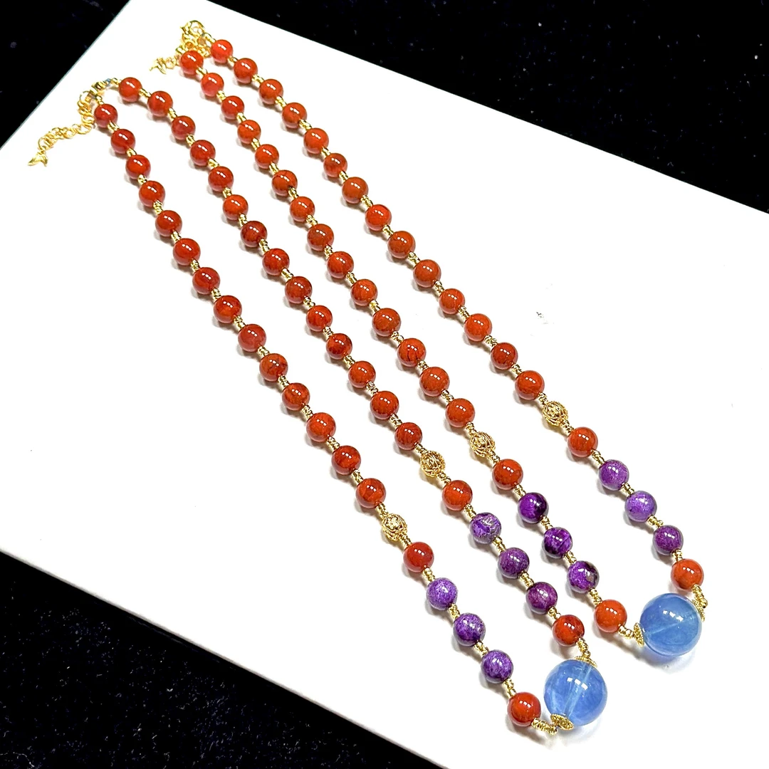 【ZY】海蓝宝DIY项链-约8mm（多样性发其一）