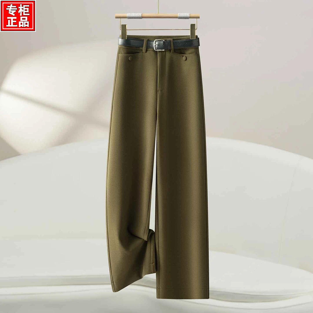 哥弟阿玛施正品休闲常规长裤时尚百搭2025秋季新款气质高腰直筒裤