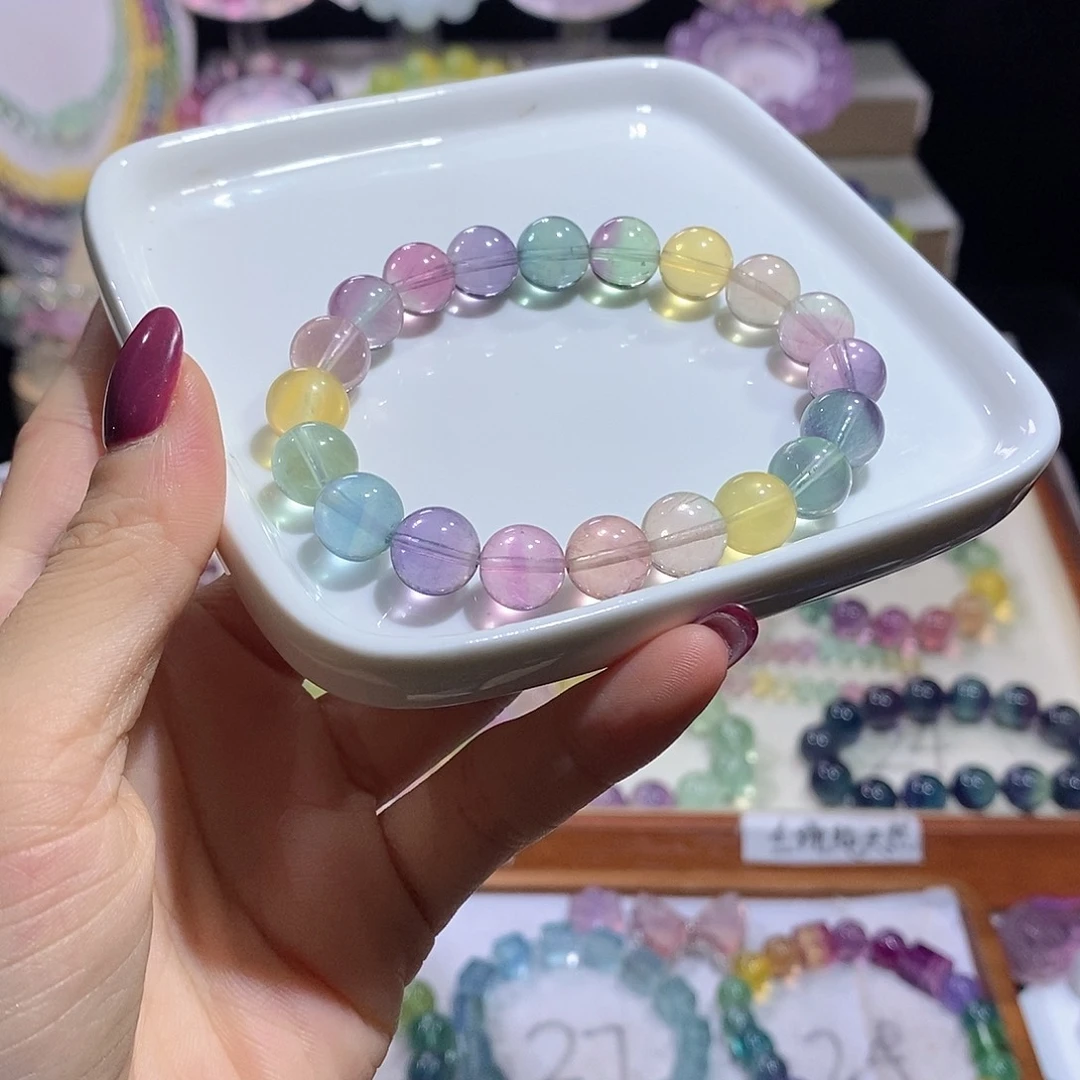 未镶嵌萤石手链9.7mm马卡龙
