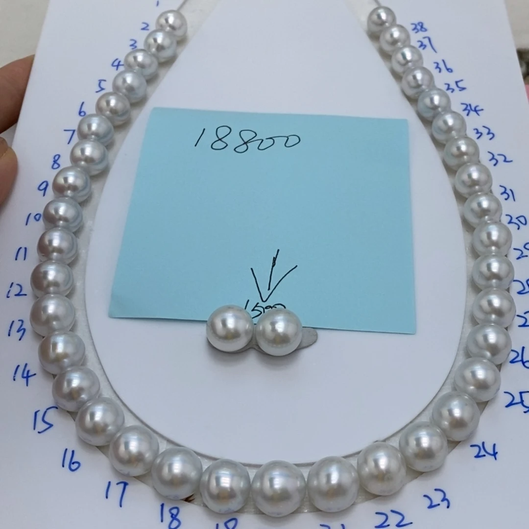 未镶嵌裸珠海水珍珠耳环➕项链一套