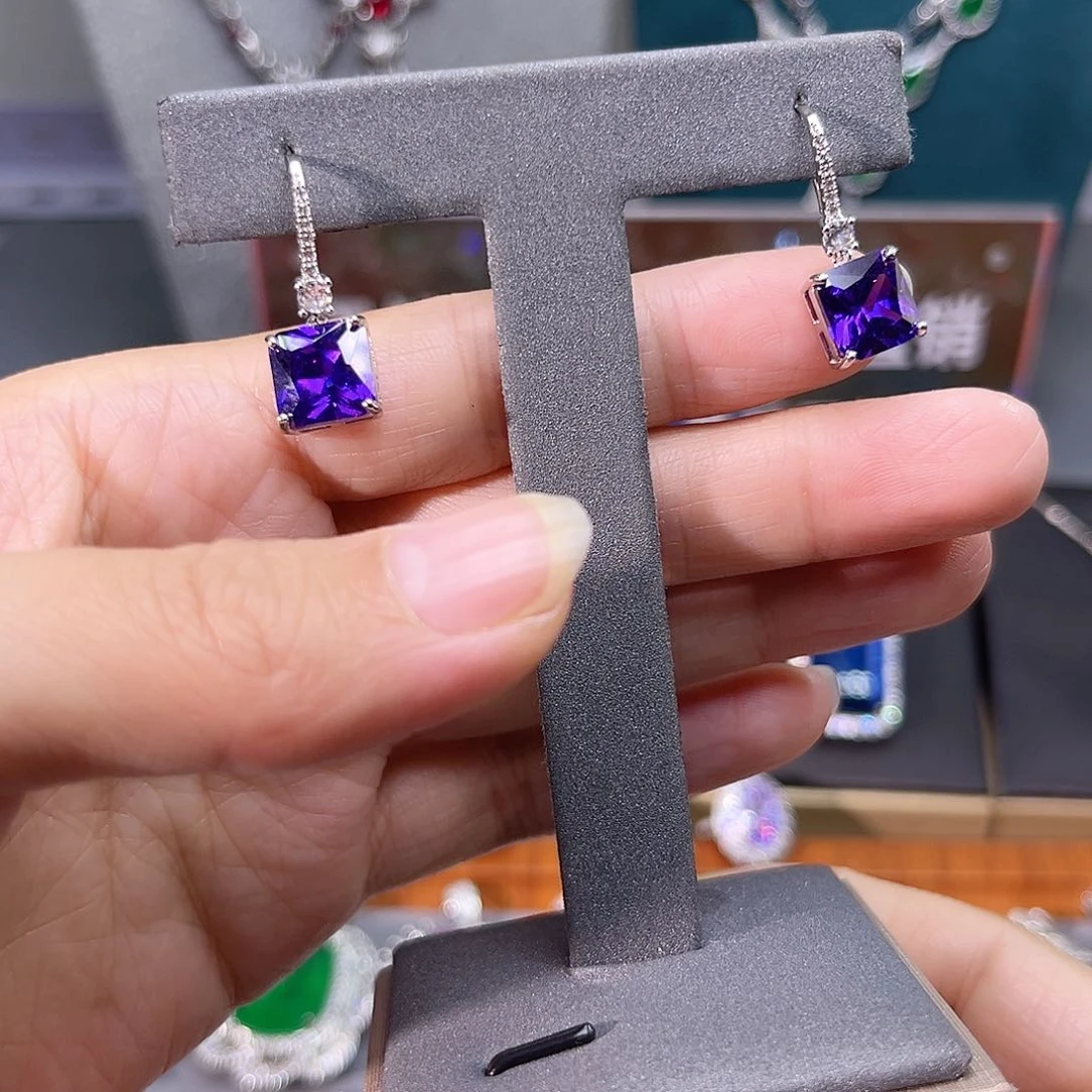 耳饰蓝宝石银S925镀金镶嵌c 170