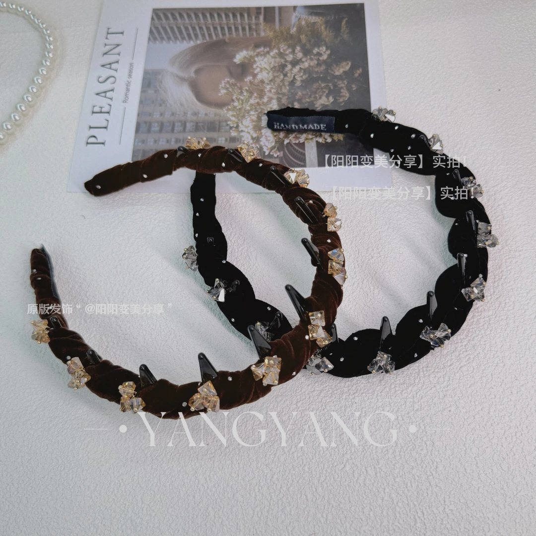 精致丝绒带齿波浪头箍重工高颅顶小香风轻奢发箍百搭复古发卡头饰