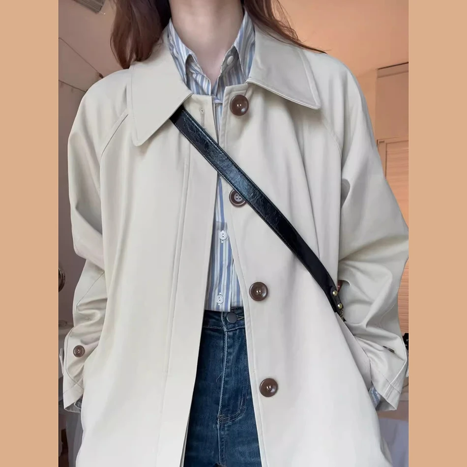 2025春秋中长款复古英伦风衣女网红小个子设计感西装学生外套潮