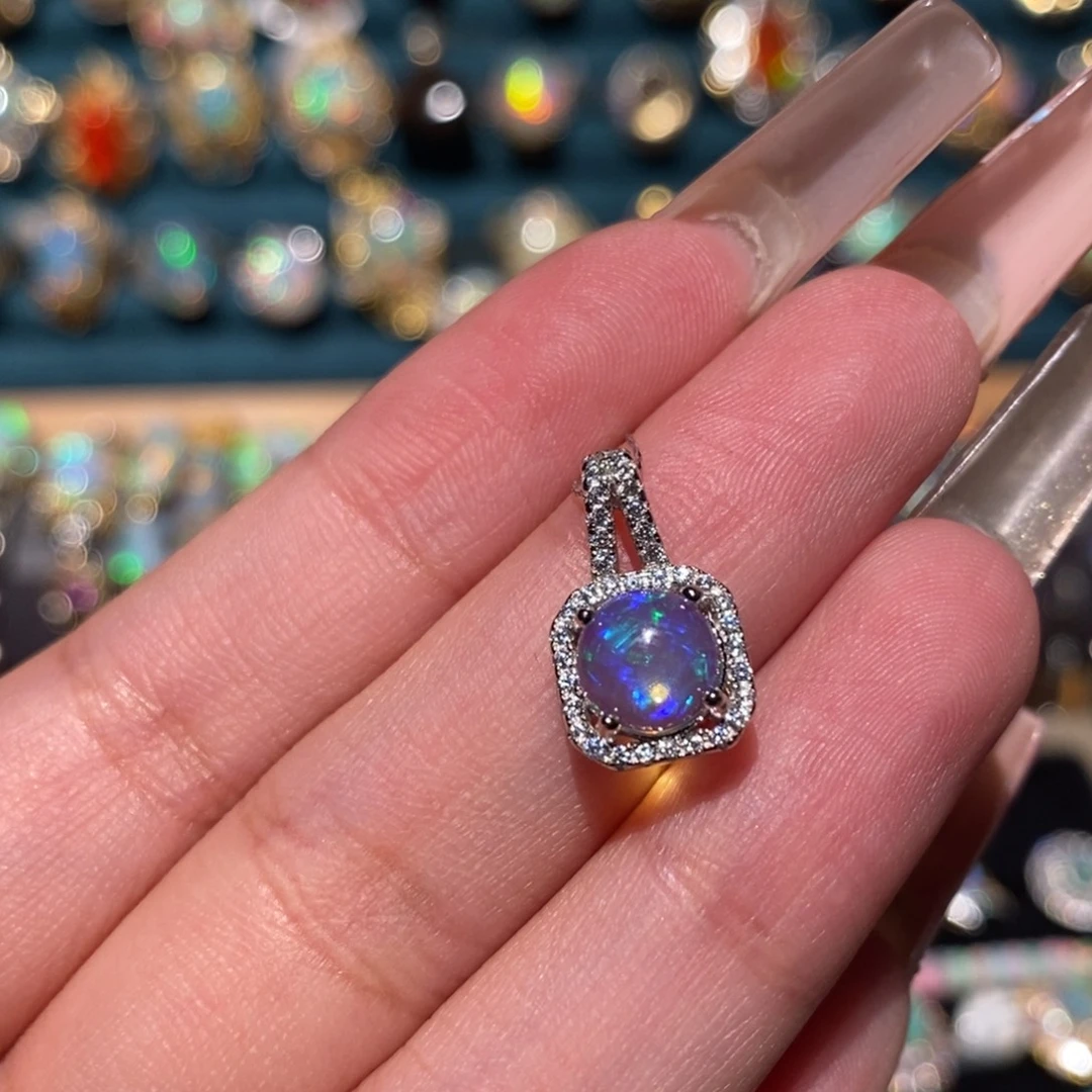 欧泊银S925镶嵌吊坠