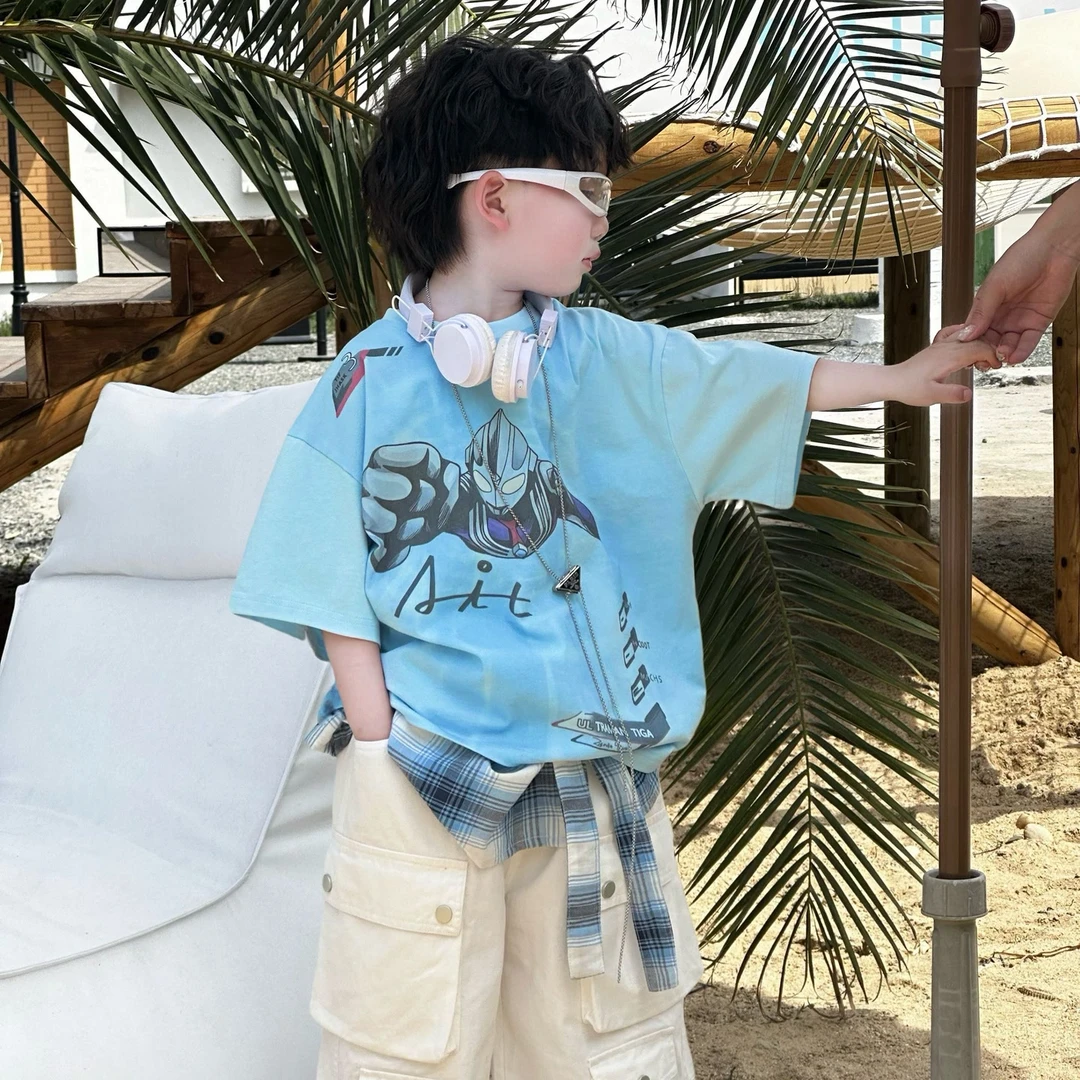 【现货】kb6927 |【夏•奥特曼】 夏季儿童韩版扎染印花短袖T ！包要买！