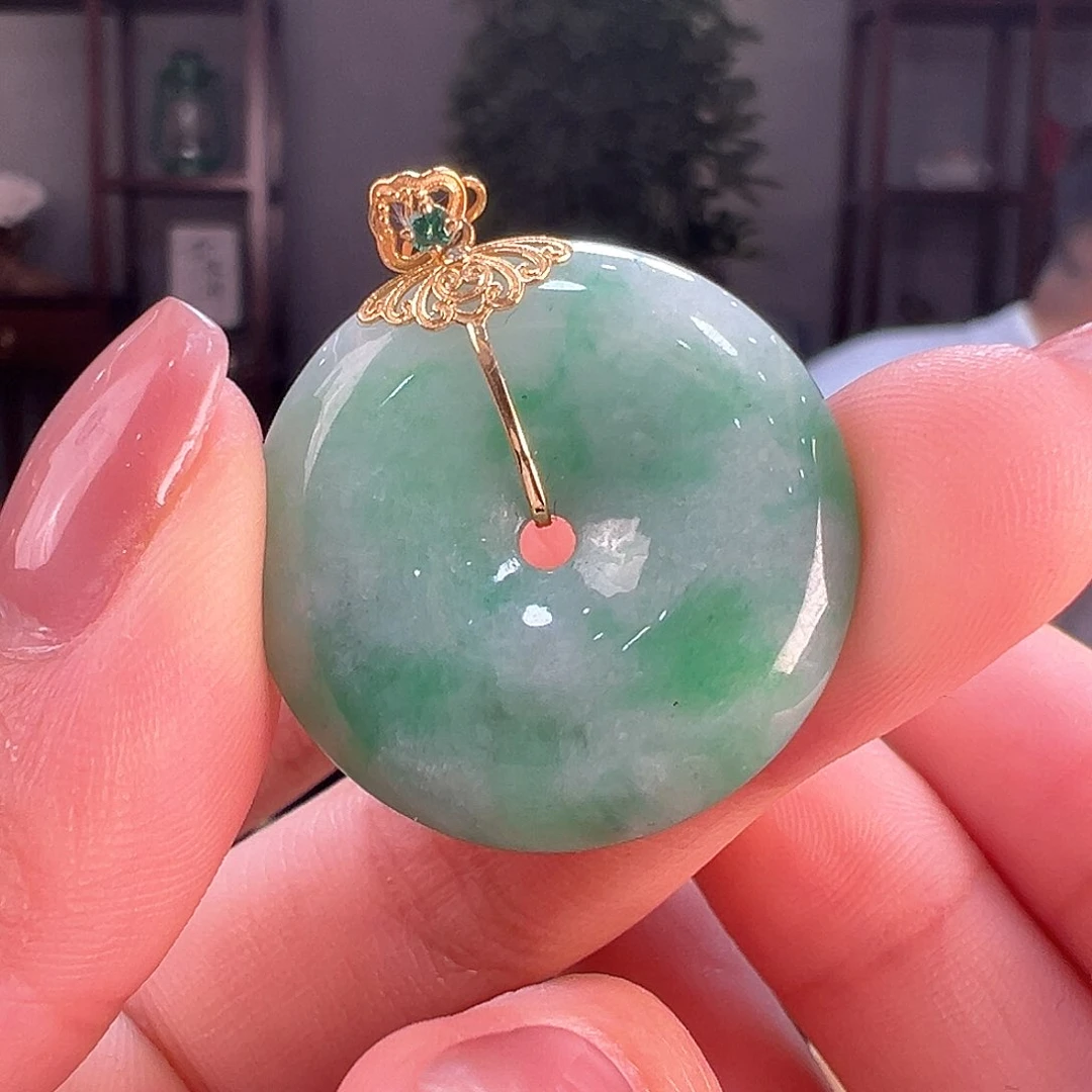 翡翠吊坠(不含链)18K金镶嵌吊坠7