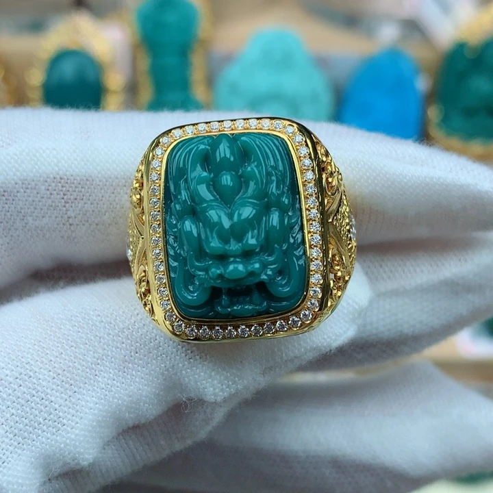 【闪购商品】绿松石龙戒18K金镶嵌