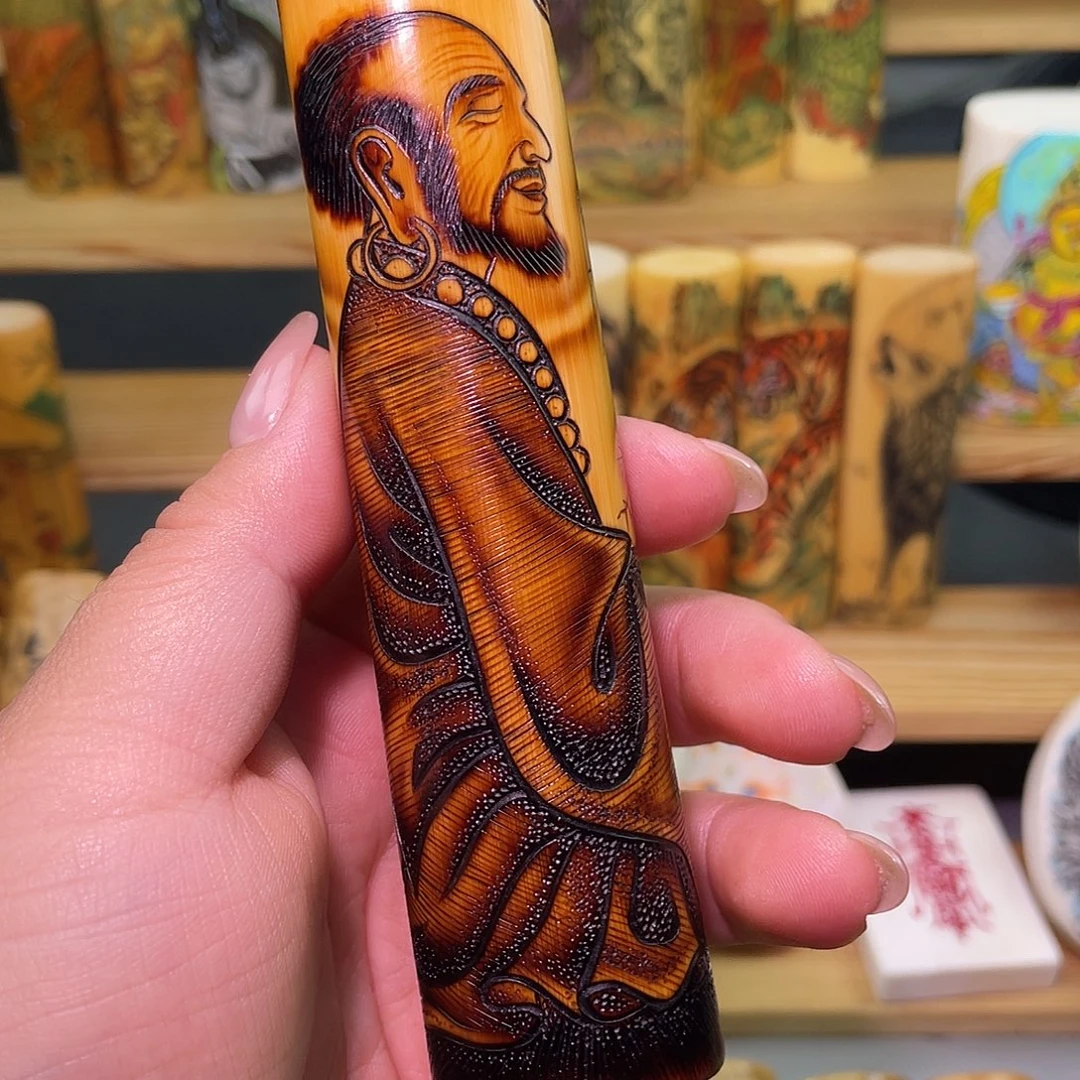 大***8实心竹手工作品达摩