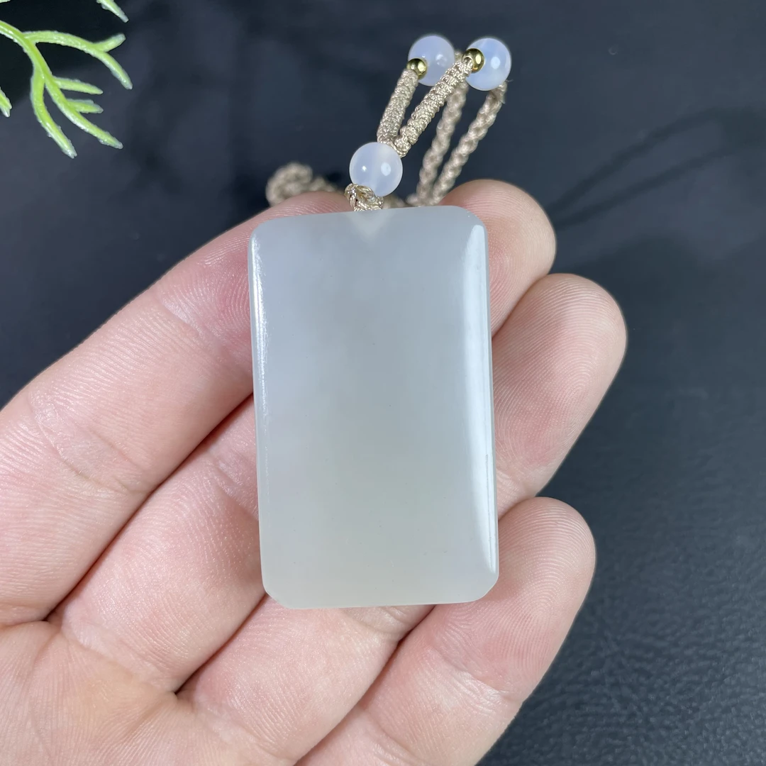 天然和田玉烟紫面包无事牌吊坠男女款玉石中国风汉服潮流挂件坠