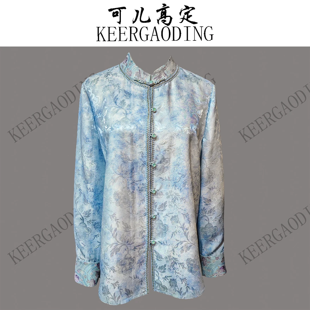 【可儿•高定】非遗螺钿花罗高端新中式设计师款衬衫上衣3-J5675