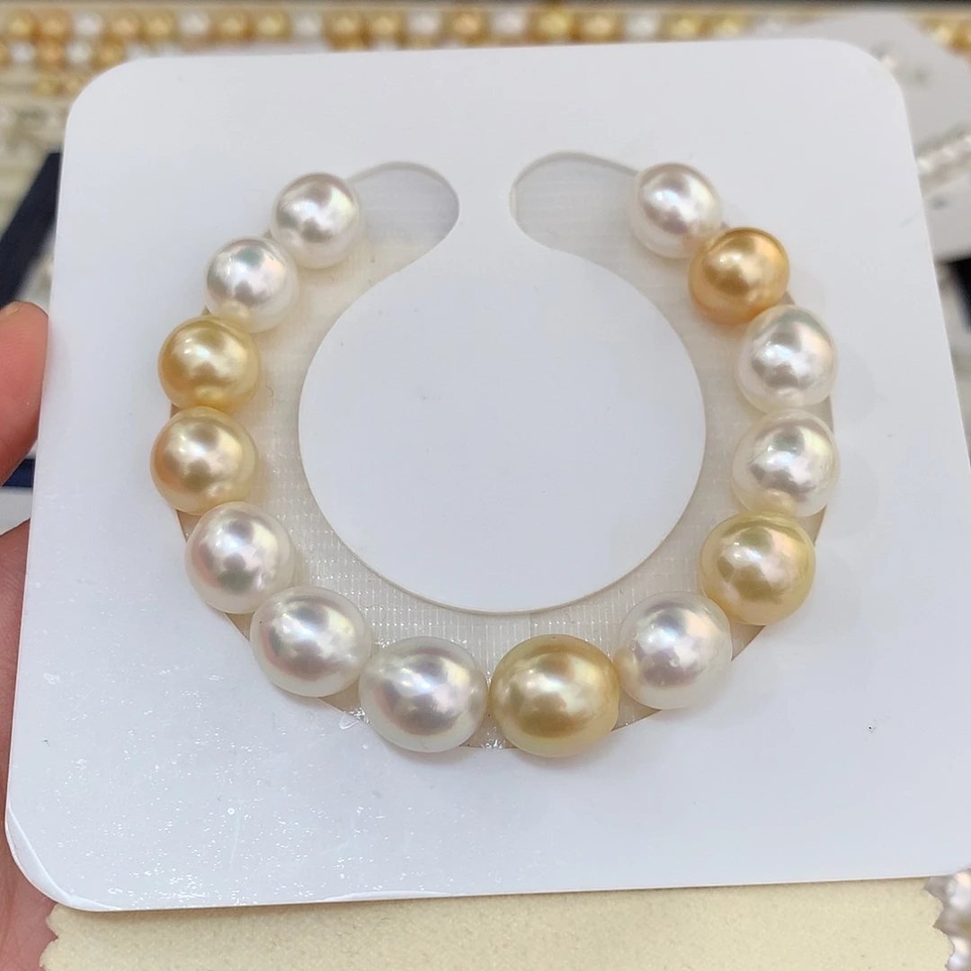 未镶嵌白金手链10-12mm海水珍珠