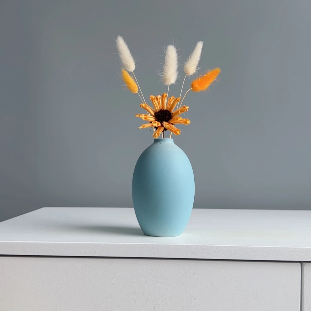 摆件陶瓷小花瓶摆件含花总高约20-30cm