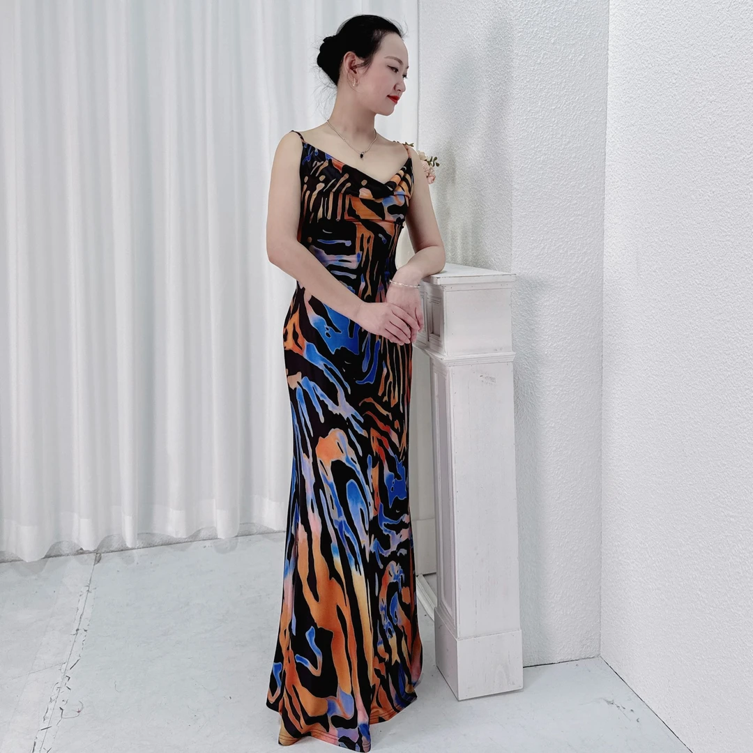 Parthea系带修饰鱼尾裙摆花卉紧身长裙