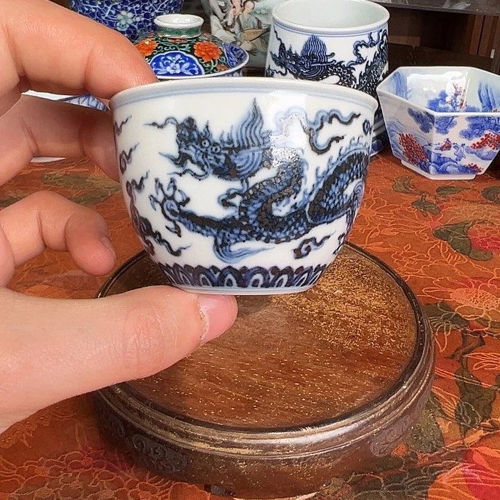 陶杯子元煦窑龙卧足缸杯